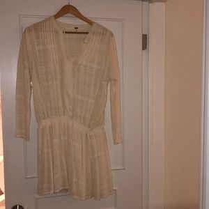 Free People Long Sleeve Cream Dress